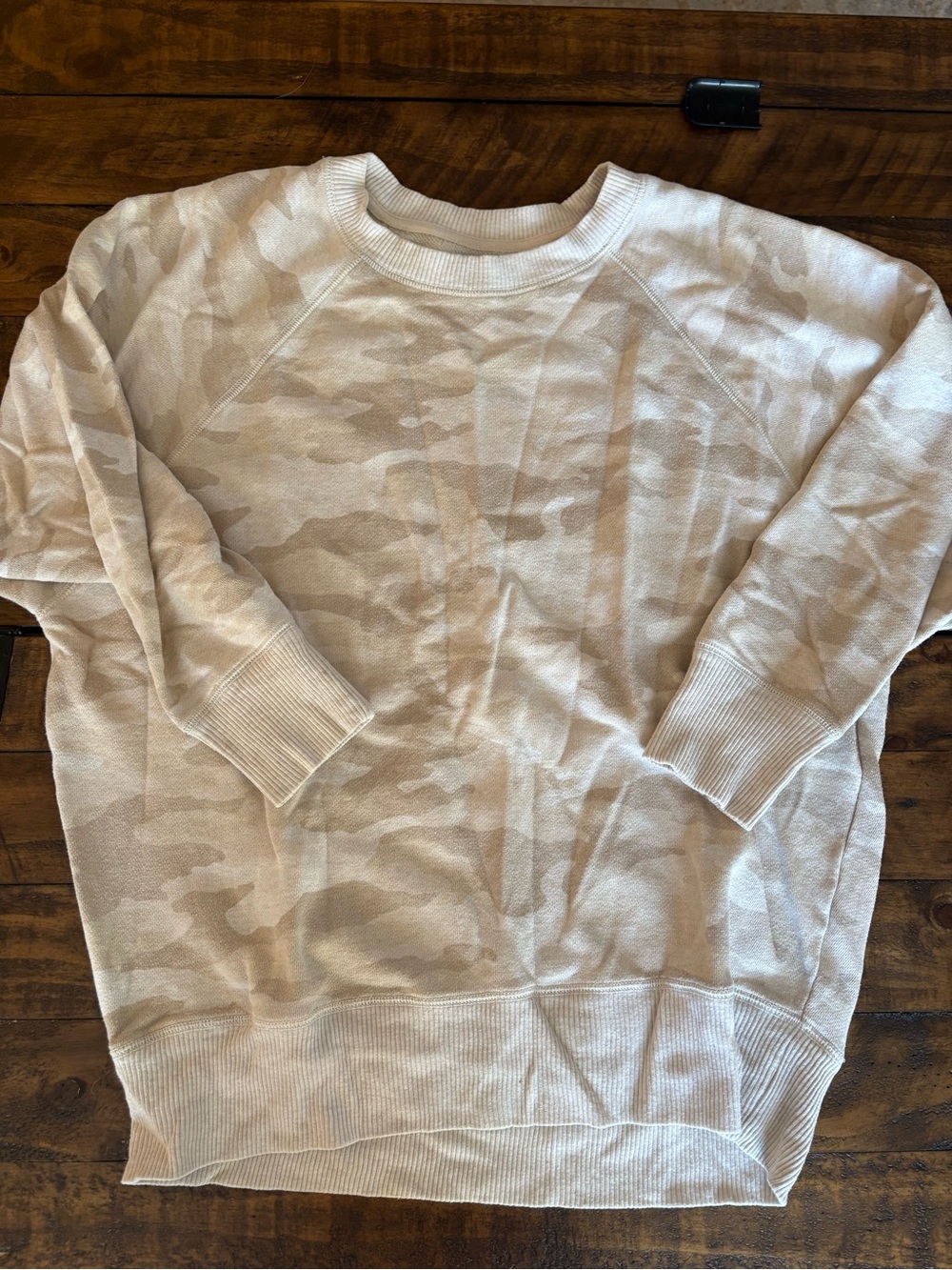 aerie Cream Camo Crewneck Sweater